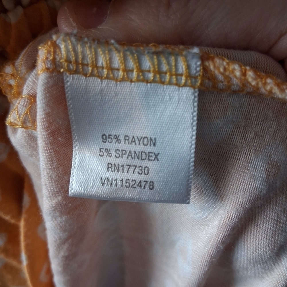 Merona Midi Dress Medium Floral Orange and White - Picture 3 of 6